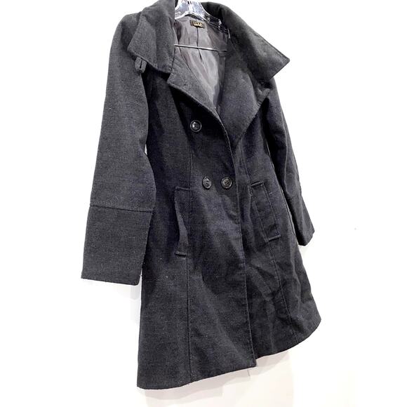LOLA long gray peacoat trench coat Size S - Picture 4 of 11